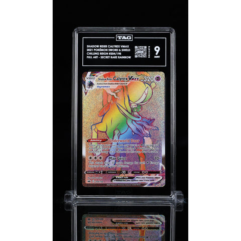 2021 POKEMON CHILLING REIGN SHADOW RIDER CALYREX VMAX SECRET RAINBOW 204/198 TAG 9