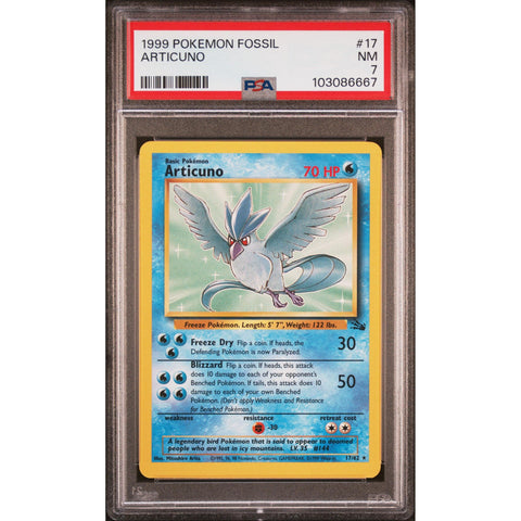 1999 POKEMON FOSSIL ARTICUNO 17/62 PSA 7