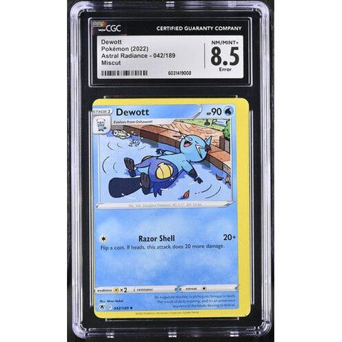 2022 POKEMON ASTRAL RADIANCE DEWOTT ERROR MISCUT 042/189 CGC 8.5
