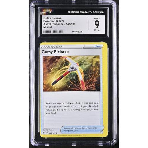 2022 POKEMON ASTRAL RADIANCE GUTSY PICKAXE ERROR MISCUT 145/189 CGC 9