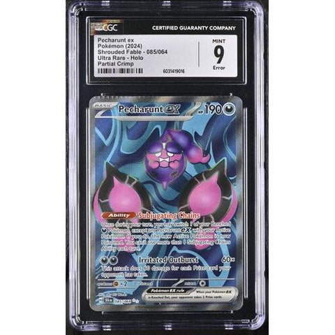 2024 POKEMON SHROUDED FABLE PECHARUNT EX CRIMP ERROR 085/064 CGC 9