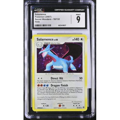 2007 POKEMON SECRET WONDERS SALAMENCE HOLO BLEED 18/132 CGC 9