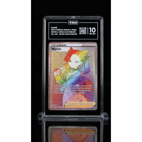 2020 POKEMON SWORLD & SHIELD BASE MARNIE SECRET RAINBOW 208/202 TAG 10