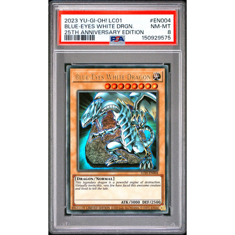 2023 YUGIOH BLUE EYES WHITE DRAGON EN004-110 PSA 8
