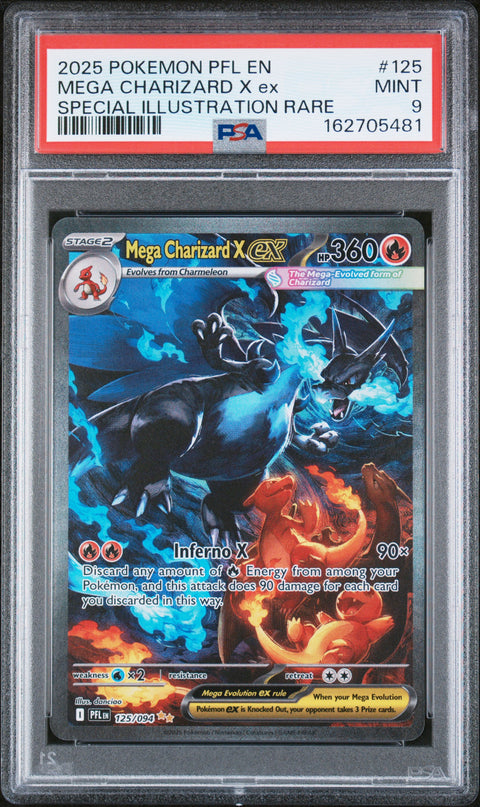 2025 POKEMON MEGA CHARIZARD X EX SPECIAL ILLUSTRATION RARE 125/094 PSA 9