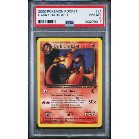 2000 POKEMON ROCKET DARK CHARIZARD 21/82 PSA 8
