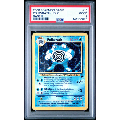 2000 POKEMON GAME BASE II POLIWRATH HOLO 15 PSA 2