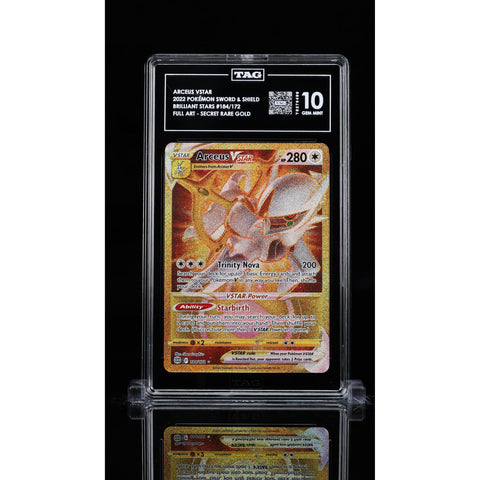 2022 POKEMON BRILLIANT STARS ARCEUS VSTAR SECRET GOLD 184/172 TAG 10