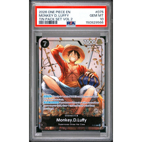 2026 ONE PIECE ONE PIECE PROMOS MONKEY D. LUFFY TIN PACK SET VOL.2 075 PSA 10
