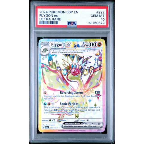 2024 POKEMON SSP EN SURGING SPARKS FLYGON EX ULTRA RARE 222/191 PSA 10
