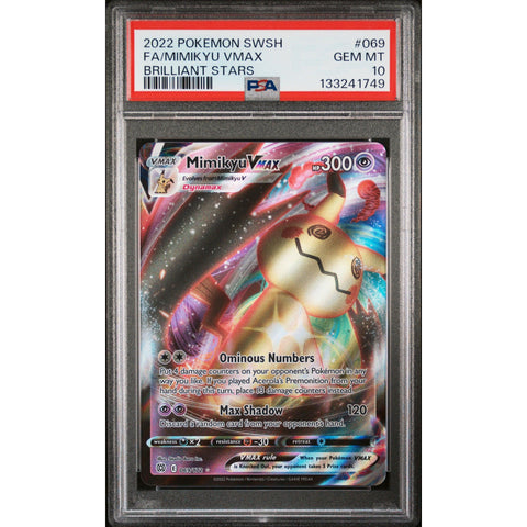 2022 POKEMON BRILLIANT STARS MIMIKYU VMAX 069/172 PSA 10