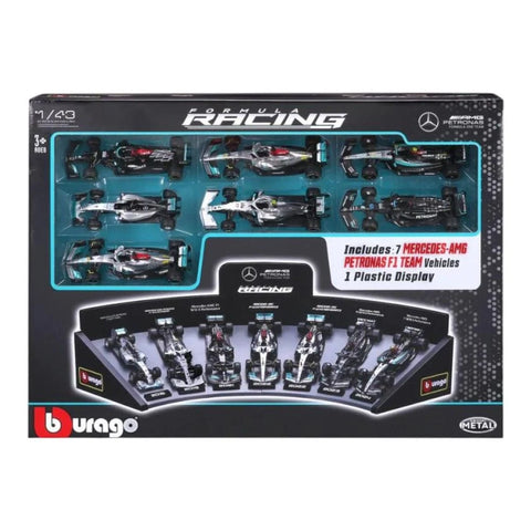 bBurago: Formula Racing AMG Petronas - 7 Piece Collection with Display Stand
