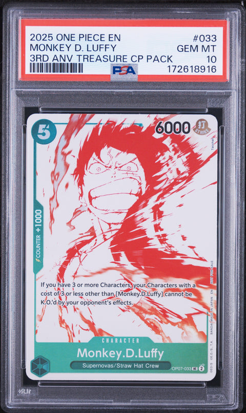 2025 ONE PIECE MONKEY D. LUFFY 033 PSA 10