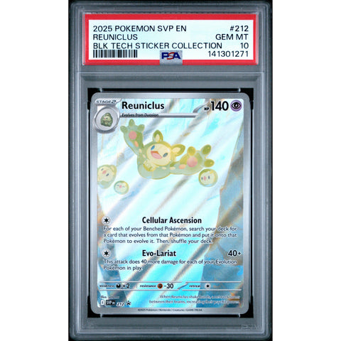 2025 POKEMON REUNICLUS BLACK BOLT TECH STICKER COLLECTION 212/086 PSA 10