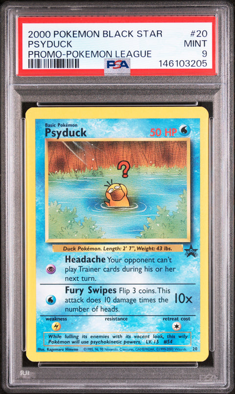 2000 POKEMON PROMO BLACK STAR PSYDUCK POKEMON LEAGUE 20 PSA 9