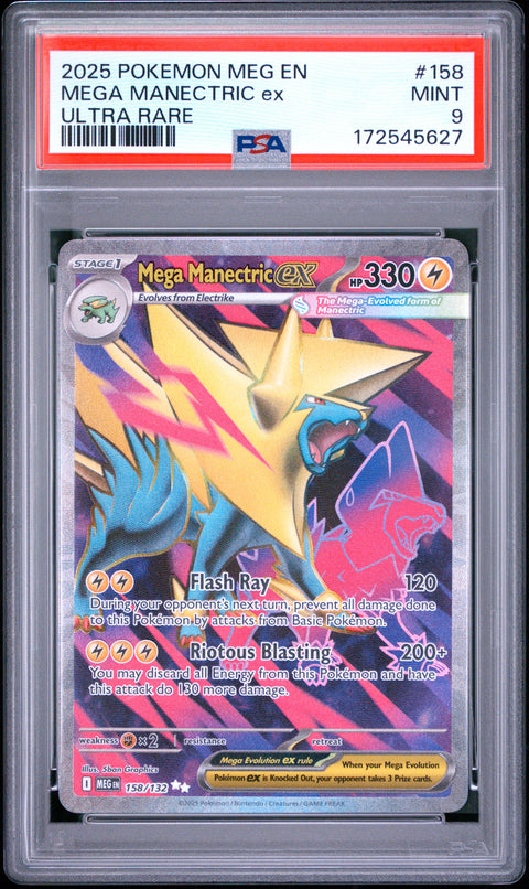 2025 POKEMON MEGA EVOLUTION MEGA MANECTRIC EX ULTRA RARE 158/132 PSA 9