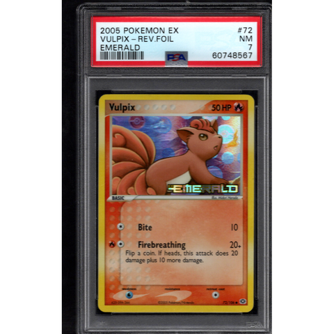 2005 POKEMON EX EMERALD VULPIX REVERSE FOIL 72/106 PSA 7
