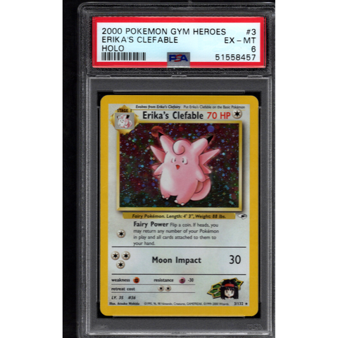 2000 POKEMON GYM HEROES ERIKA'S CLEFABLE HOLO 3/132 PSA 6
