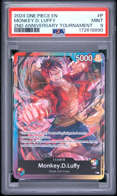 2024 ONE PIECE MONKEY D. LUFFY 2ND ANNIVERSARY TOURNAMENT P PSA 9