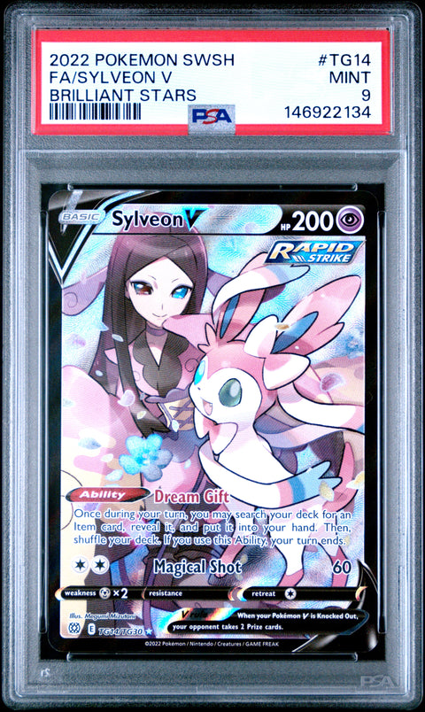 2022 POKEMON BRILLIANT STARS SYLVEON V TG14 PSA 9