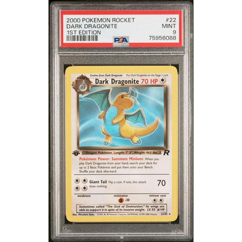 2000 POKEMON ROCKET DARK DRAGONITE 1ST EDITION 22 PSA 9