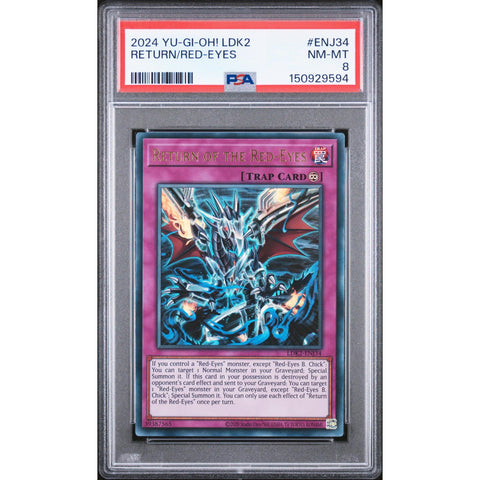 2024 YUGIOH LEGENDARY DECKS II RETURN OF THE RED-EYES ENJ34 PSA 8