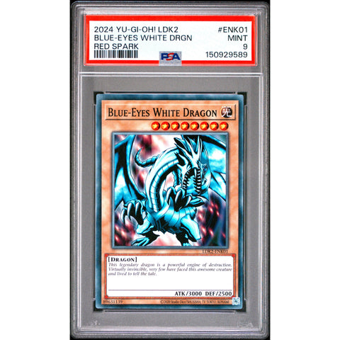 2024 YUGIOH LEGENDARY DECKS II BLUE EYES WHITE DRAGON RED SPARK ENK01-97 PSA 9
