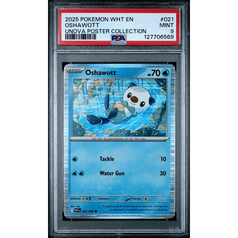 2025 POKEMON WHITE FLARE OSHAWOTT UNOVA POSTER COLLECTION 021/086 PSA 9