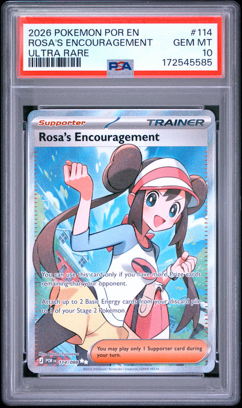 2026 POKEMON POR EN-PERFECT ORDER ROSA'S ENCOURAGEMENT ULTRA RARE 114 PSA 10