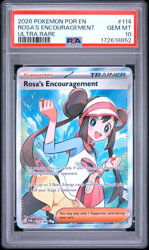2026 POKEMON POR EN-PERFECT ORDER ROSA'S ENCOURAGEMENT ULTRA RARE 114 PSA 10