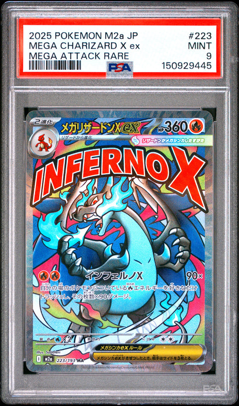 2025 POKEMON JAPANESE MEGA CHARIZARD X EX ATTACK RARE 223 PSA 9