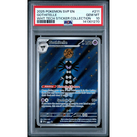 2025 POKEMON GOTHITELLE WHITE FLARE TECH STICKER COLLECTION 211/086 PSA 10