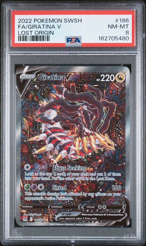 2022 POKEMON LOST ORIGIN GIRATINA V 186/196 PSA 8
