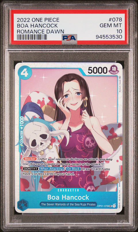 2022 ONE PIECE ONE PIECE OP01 ROMANCE DAWN BOA HANCOCK 078 PSA 10