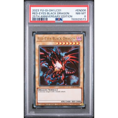 2023 YUGIOH RED-EYES BLACK DRAGON EN006-110 PSA 8