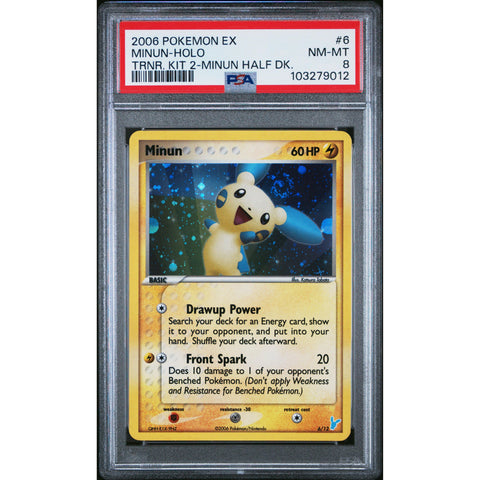 2006 POKEMON TRAINER KIT 2 MINUN HOLO 6/12 PSA 8