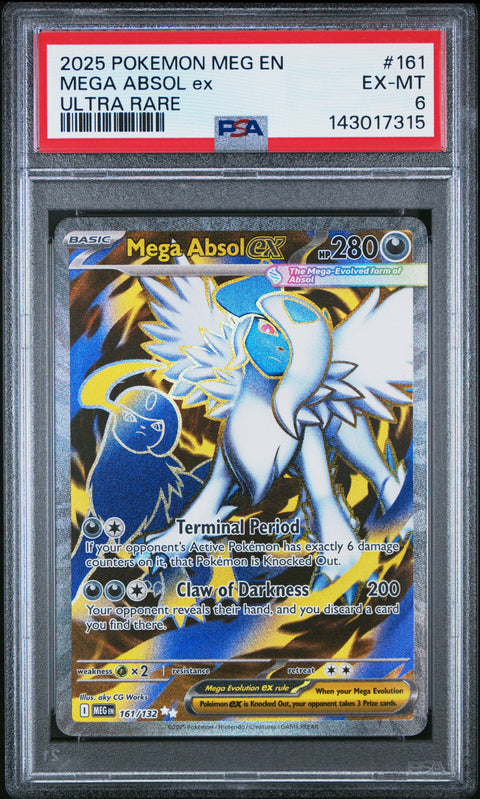 2025 POKEMON MEG EN-MEGA EVOLUTION MEGA ABSOL EX ULTRA RARE 161/132 PSA 6
