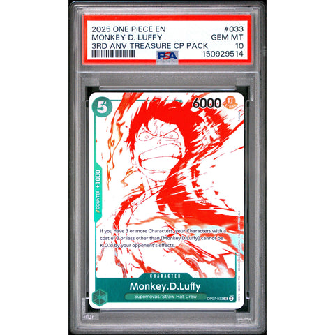 2026 ONE PIECE MONKEY D. LUFFY OP07-033 PSA 10