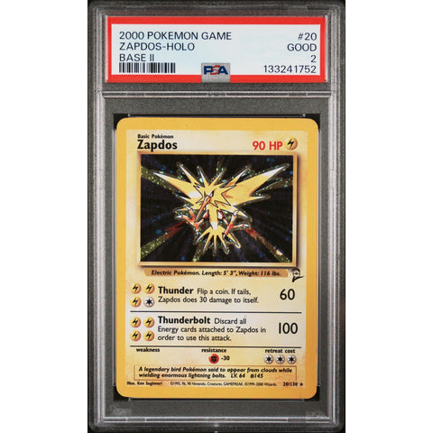 2000 POKEMON GAME BASE II ZAPDOS HOLO 20 PSA 2