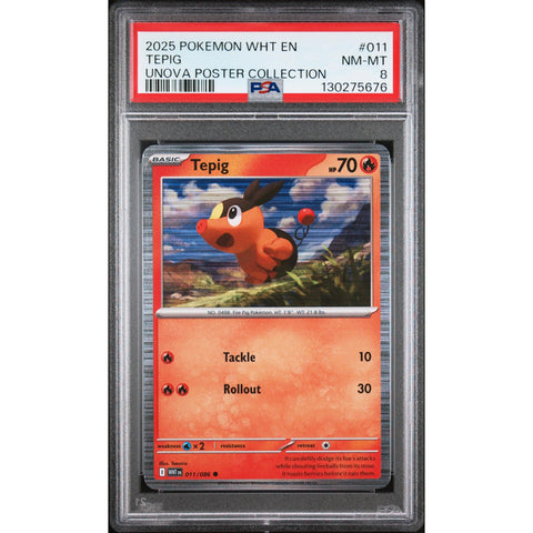 2025 POKEMON WHT EN-WHITE FLARE TEPIG UNOVA POSTER COLLECTION 011/086 PSA 8