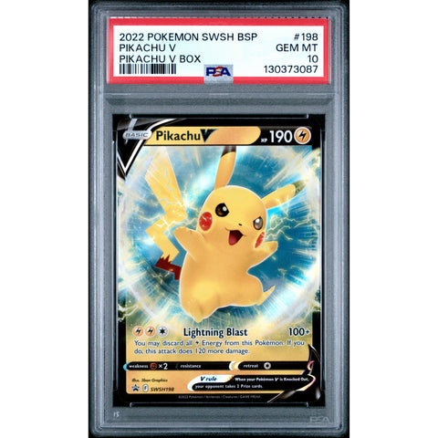 2022 POKEMON PROMO PIKACHU PIKACHU V BOX SWSH198 PSA 10