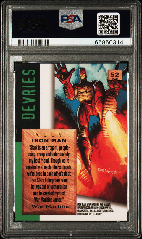 1995 MARVEL MASTERPIECES IRON MAN EMOTION SIGNATURE SERIES 52 PSA 9