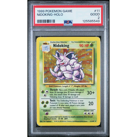 1999 POKEMON BASE SET NIDOKING HOLO 11/102 PSA 2