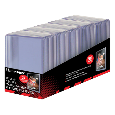ULTRA PRO 3" x 4" Super Thick 130pt Toploaders & Thick Card Sleeves Combo (50ct) for Standard Size Cards