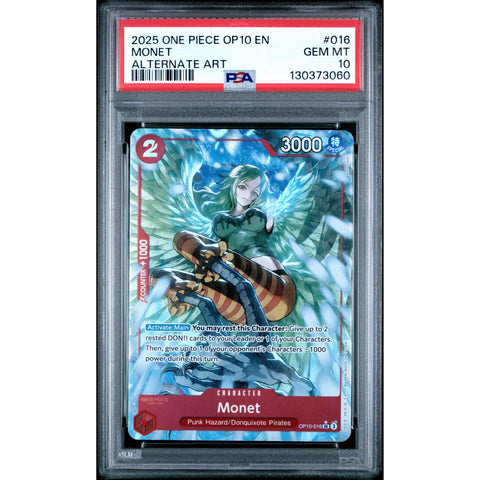 2025 ONE PIECE ROYAL BLOOD MONET ALTERNATE ART 016 PSA 10