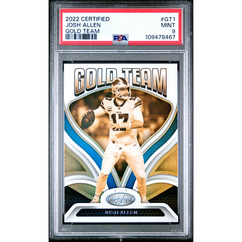 2022 SPORTS PANINI CERTIFIED FOOTBALL JOSH ALLEN GOLD TEAM GT1 PSA 9