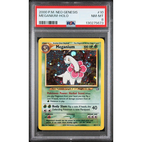 2000 POKEMON NEO GENESIS MEGANIUM HOLO 10/111 PSA 8