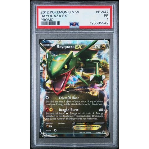 2012 POKEMON BLACK & WHITE PROMO RAYQUAZA EX BW47 PSA 1