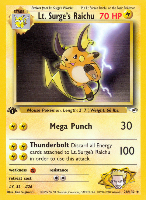 Lt. Surge's Raichu - 28/132 (1st Edition)