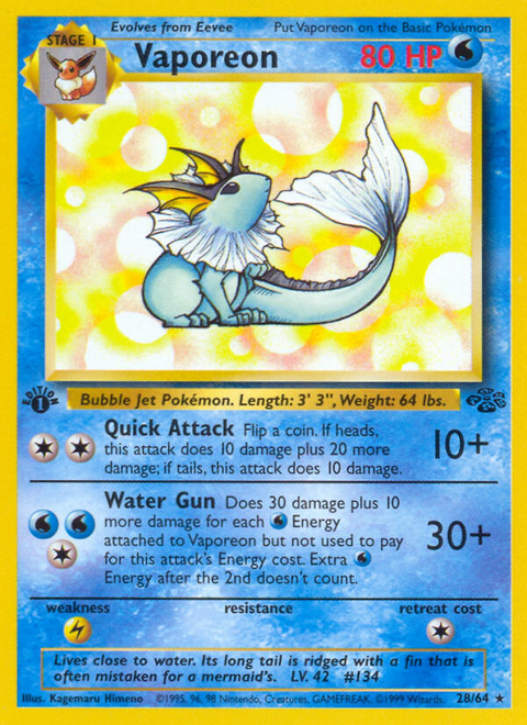 Vaporeon - 28/64 (1st Edition)